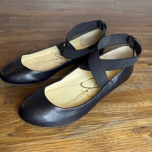 Jessica Simpson size 8M / 38 black MANDAYSS pull on ankle straps ballet flat